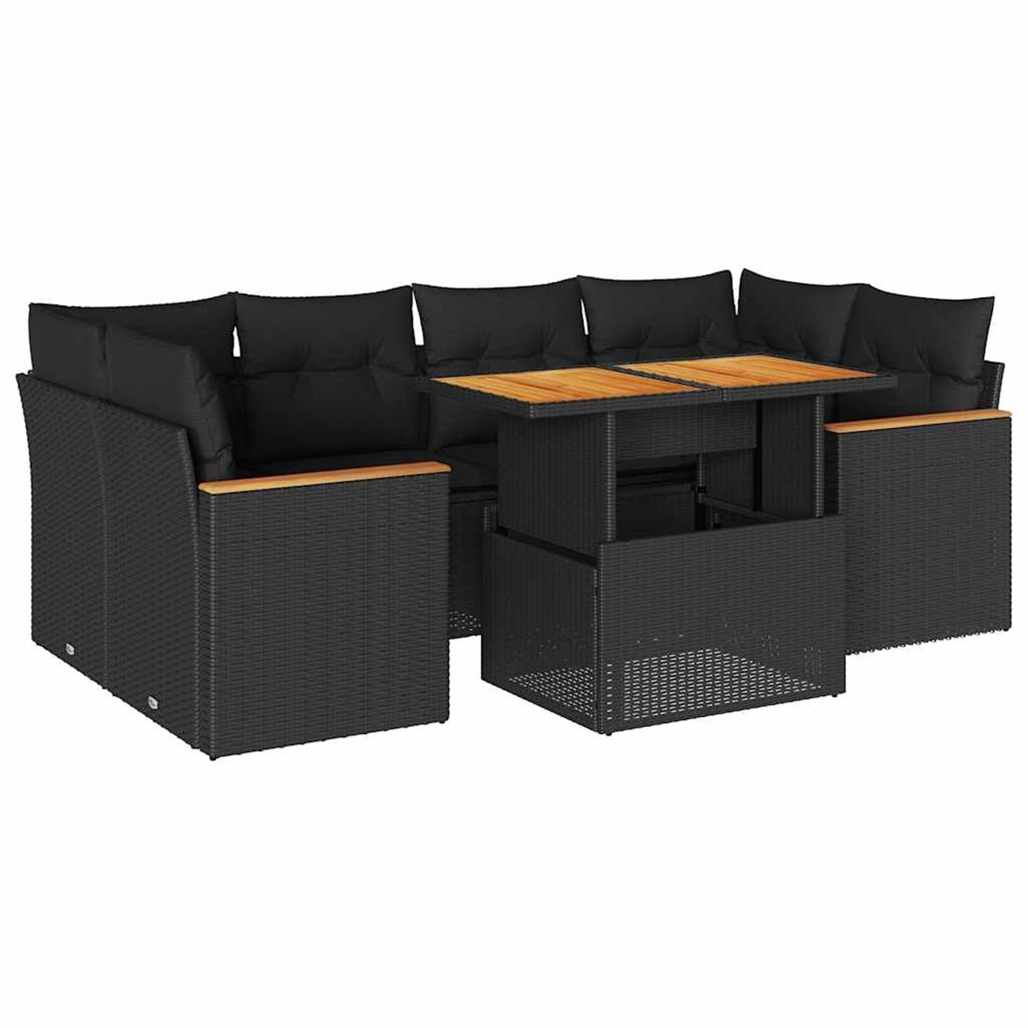 vidaXL 6-Tlg Garten-Sofagarnitur mit Kissen Schwarz Poly Rattan 3327450 günstig online kaufen