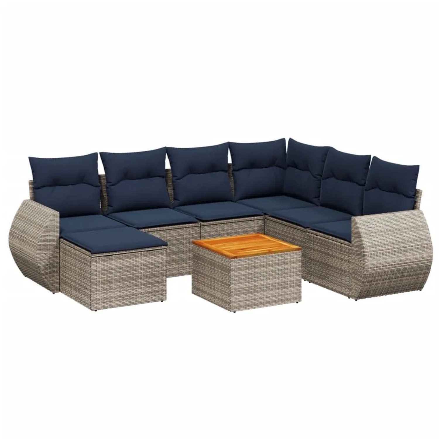 vidaXL 8-Tlg Gartensofa-Set mit Kissen Grau Polyrattan 3225123 günstig online kaufen