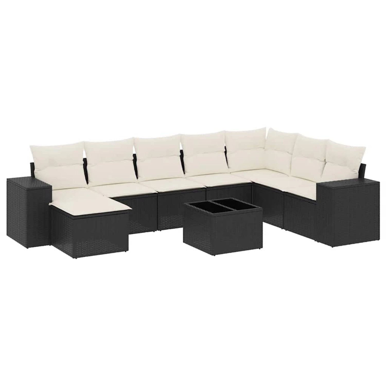 vidaXL 9-Tlg Garten-Sofagarnitur mit Kissen Schwarz Poly Rattan 3255303 günstig online kaufen