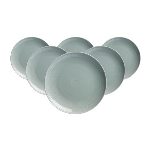 Ritzenhoff & Breker Suomi Dessertteller 6er Set in Graublau, 20 cm Durchmesser. Geschirr mit Reliefmuster.