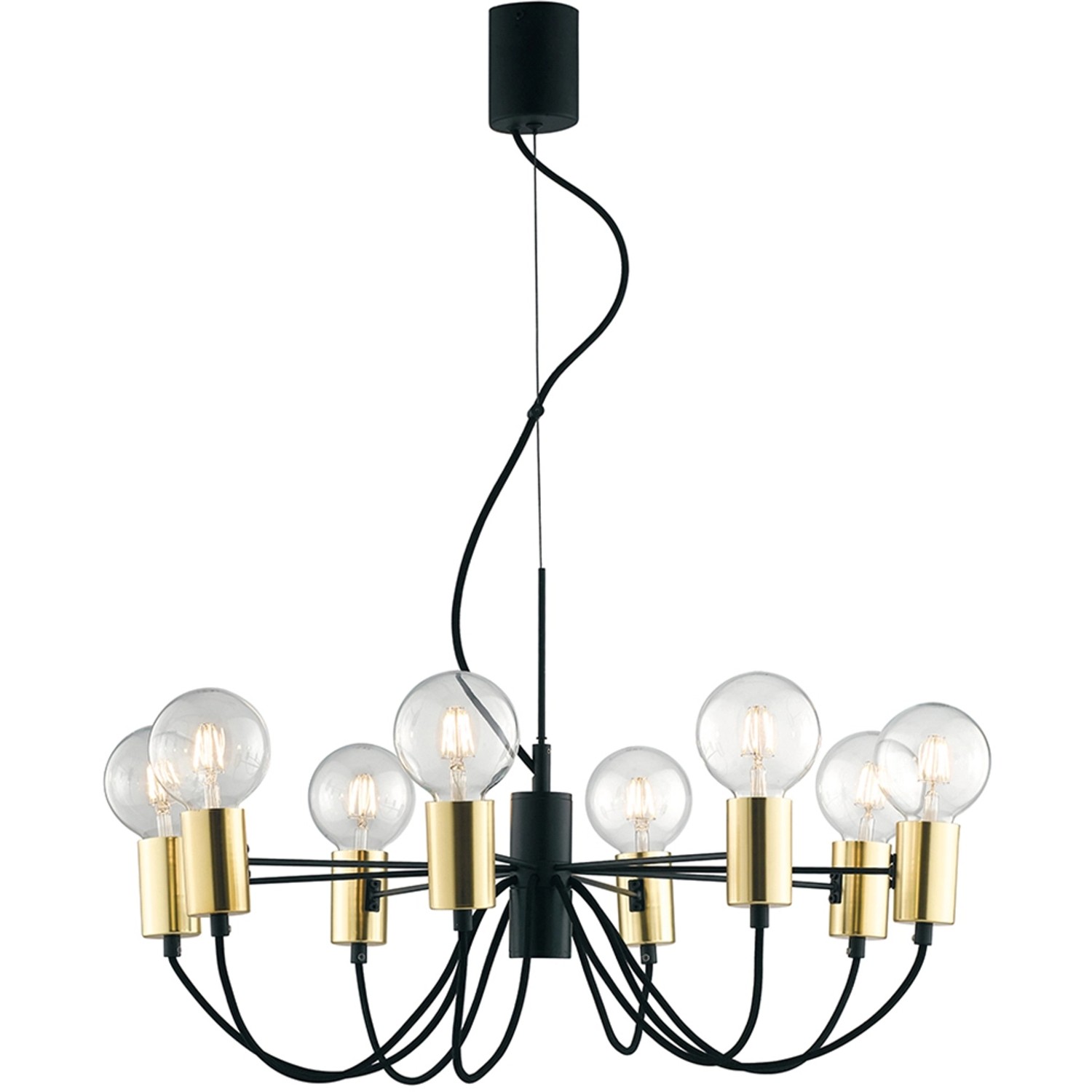 Luce Design Pendelleuchte Axon 4-flammig Schwarz-Gold Ø 66 cm günstig online kaufen