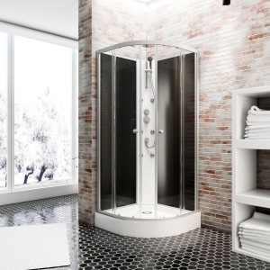 Schulte Komplettduschkabine Rhodos mit Schiebetür, Alu-Natur, 85x85x225 cm.