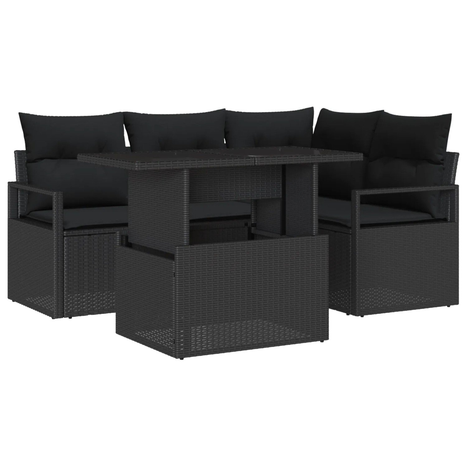 vidaXL Garten-Sofa-Set mit Speicher 5-Tlg Schwarz Poly Rattan 3357556 günstig online kaufen