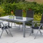 Merxx Gartenmöbel-Set Amalfi, 5-teilig, mit Ausziehtisch und 4 Klappsesseln in Schwarz.