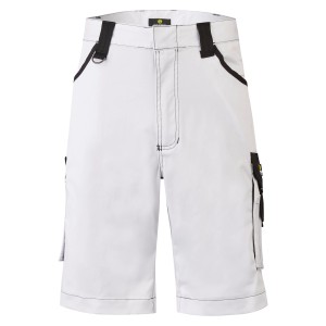 Hans Schäfer Arbeitshose Short Athos, weiß/schwarz, Gr. 50. Kurze, weiße Arbeitshose mit Taschen.