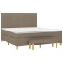 Boxspringbett Taupe 180x200 cm mit Matratze und Bank, Stoffbezug.