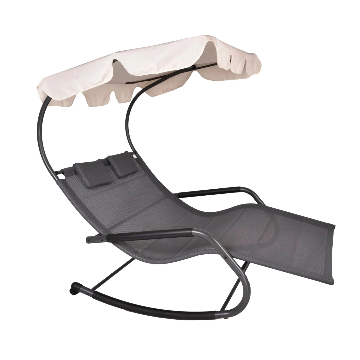 DELUKE Doppel-Schaukelliege AMINA Anthrazit Polyester Sonnenliege mit Dach Relaxliege Gartenliege