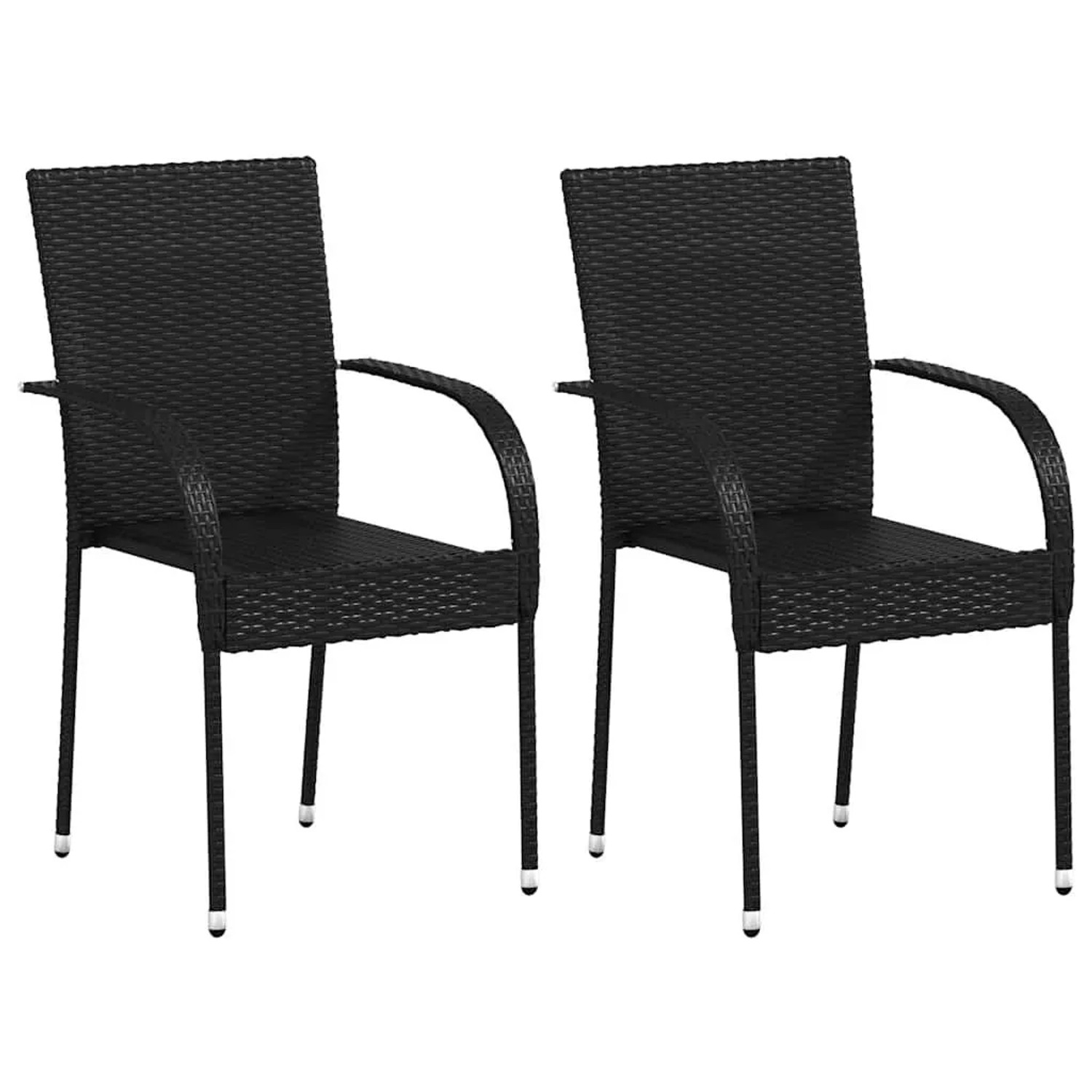 Furnicato Stapelbare Gartenstühle 2 Stk  Poly Rattan Schwarz