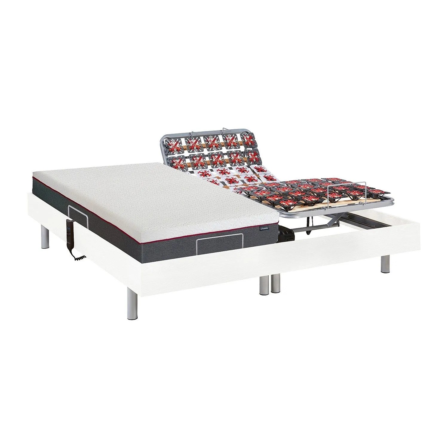 Vente-unique Bett Mit Elektrischem Lattenrost Atride Weiß 200 cm
