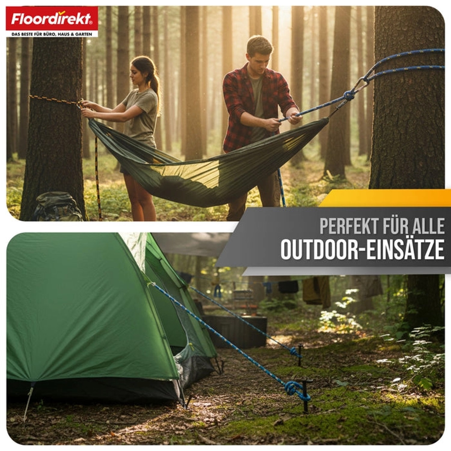 Floordirekt Polypropylen Seil K2 Reißfest Universal Blau-Gelb Ø 14 mm Länge 50 m_5