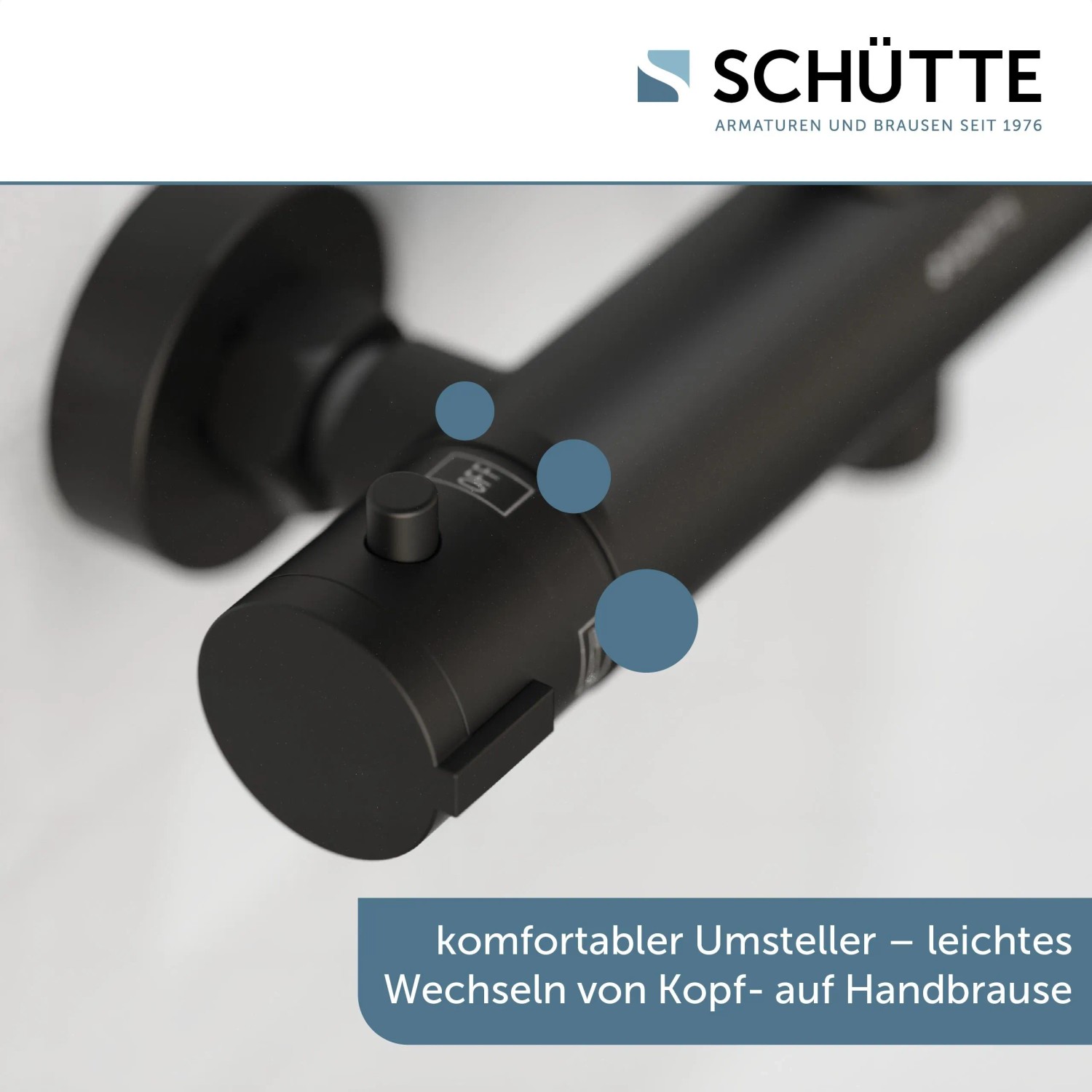 Schütte Brauseset Adria Thermostatarmatur, Schwarz Matt, Detailansicht