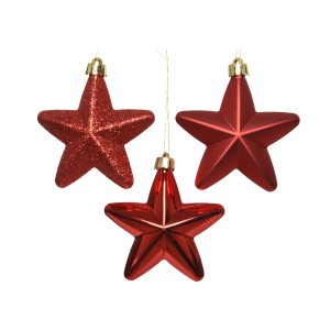 Marelida Christbaumschmuck Sterne Weihnachtsbaumschmuck Bruchfest Rot 6St Kunststoff