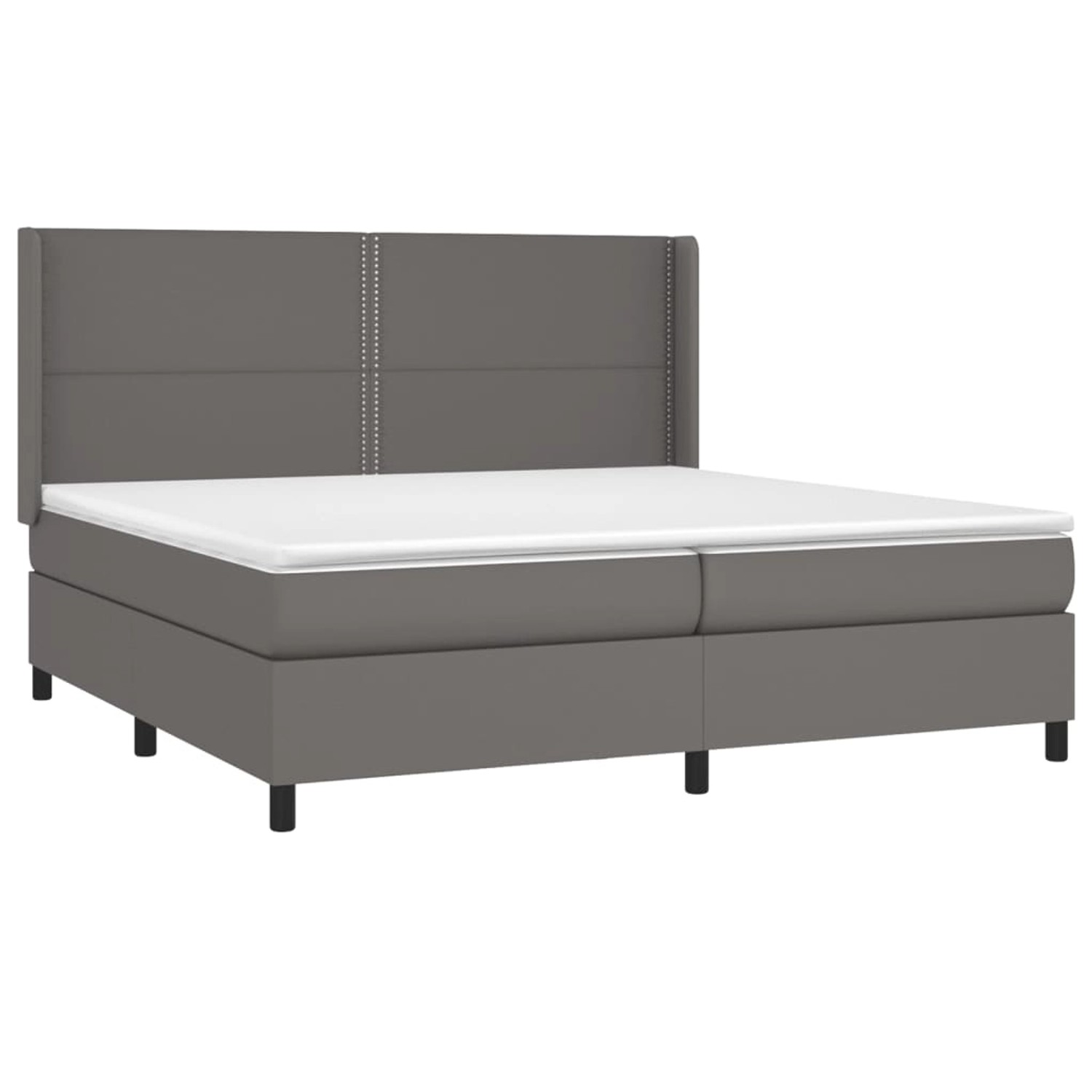 vidaXL Boxspringbett mit Matratze & LED Grau 200x200 cm Kunstleder 3139347 günstig online kaufen