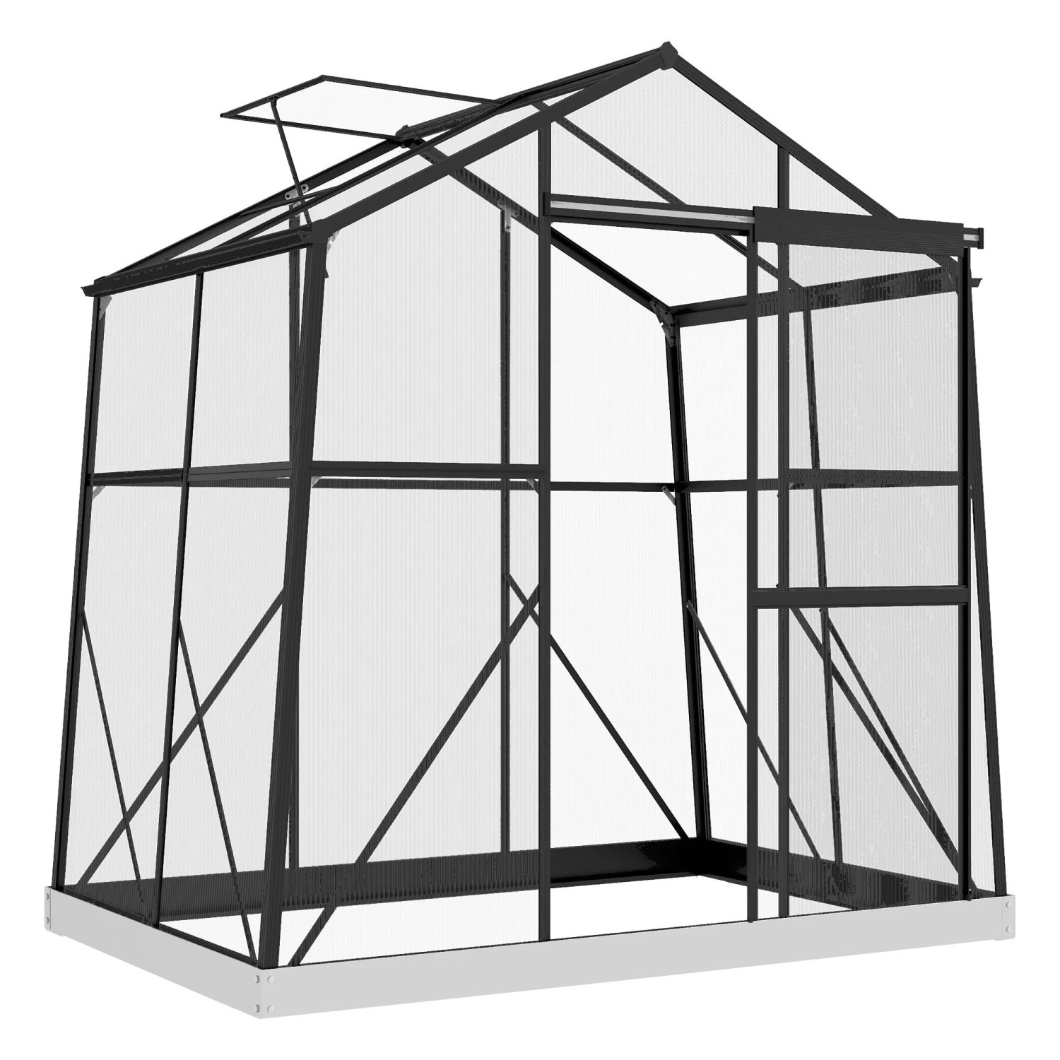 Outsunny Gewächshaus Wetterbeständig Aluminiumlegierung 192L x 131B x 203H cm Schwarz