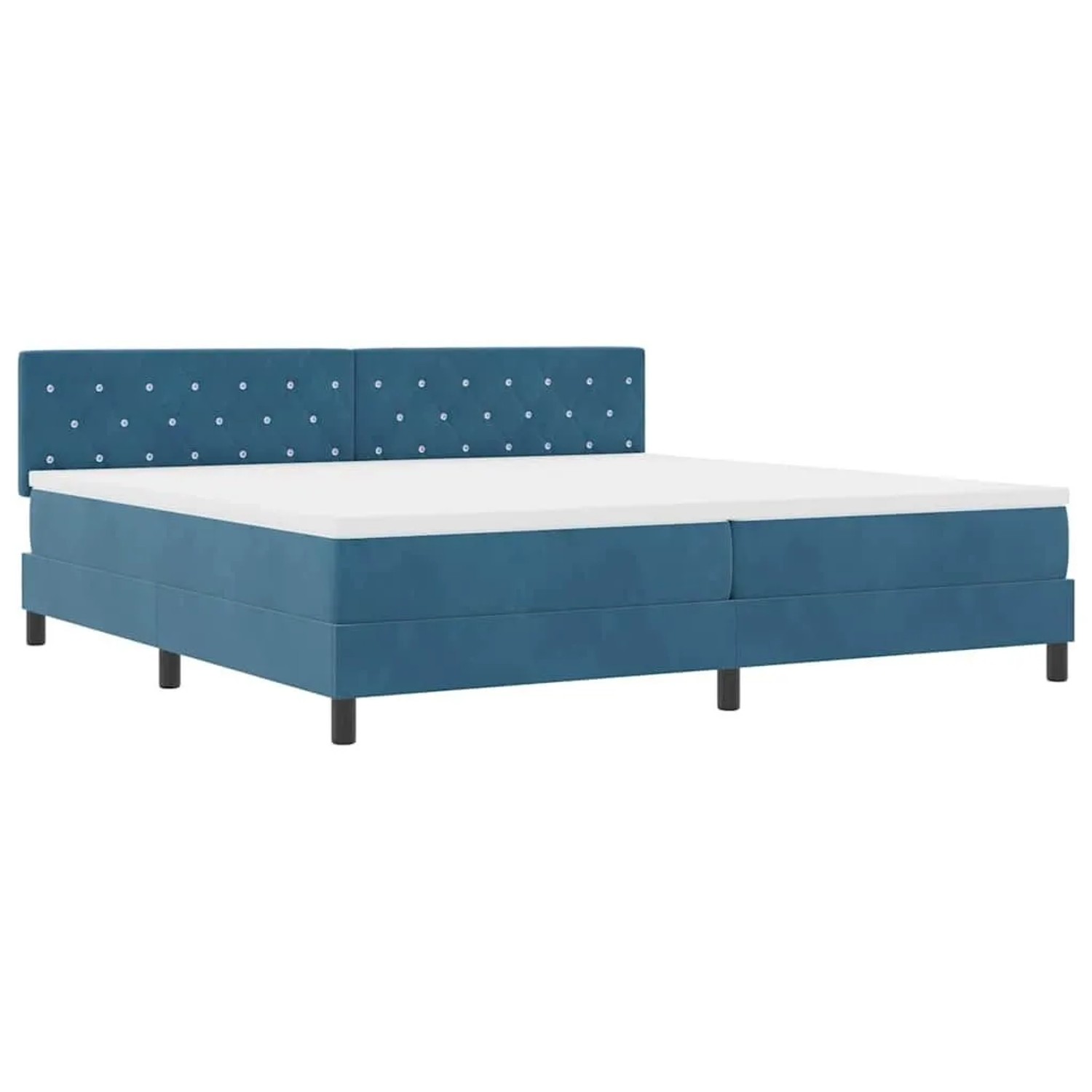 vidaXL LED Boxspringbett mit Matratze Dunkelblau 200 x 200 cm Samt 3342612