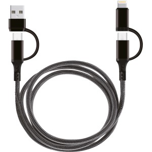 USB Lade- und Datenkabel mit Lightning und USB-C Anschluss, 1m Länge.
