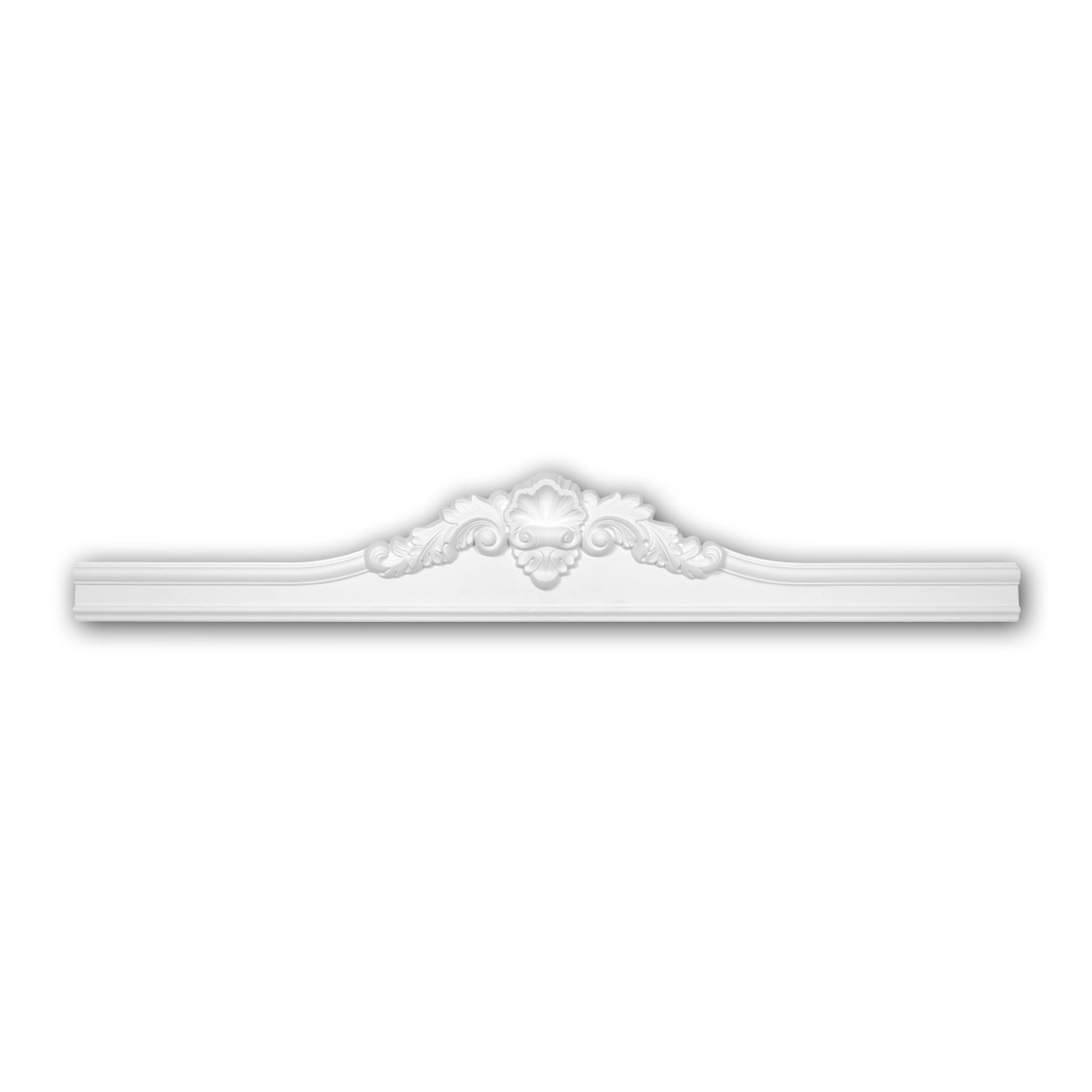 PROFHOME 154014 Pediment Türumrandung Stuckdekor aus Polyurethan 149,5 cm x 24,3 cm x 6,6 cm Weiß