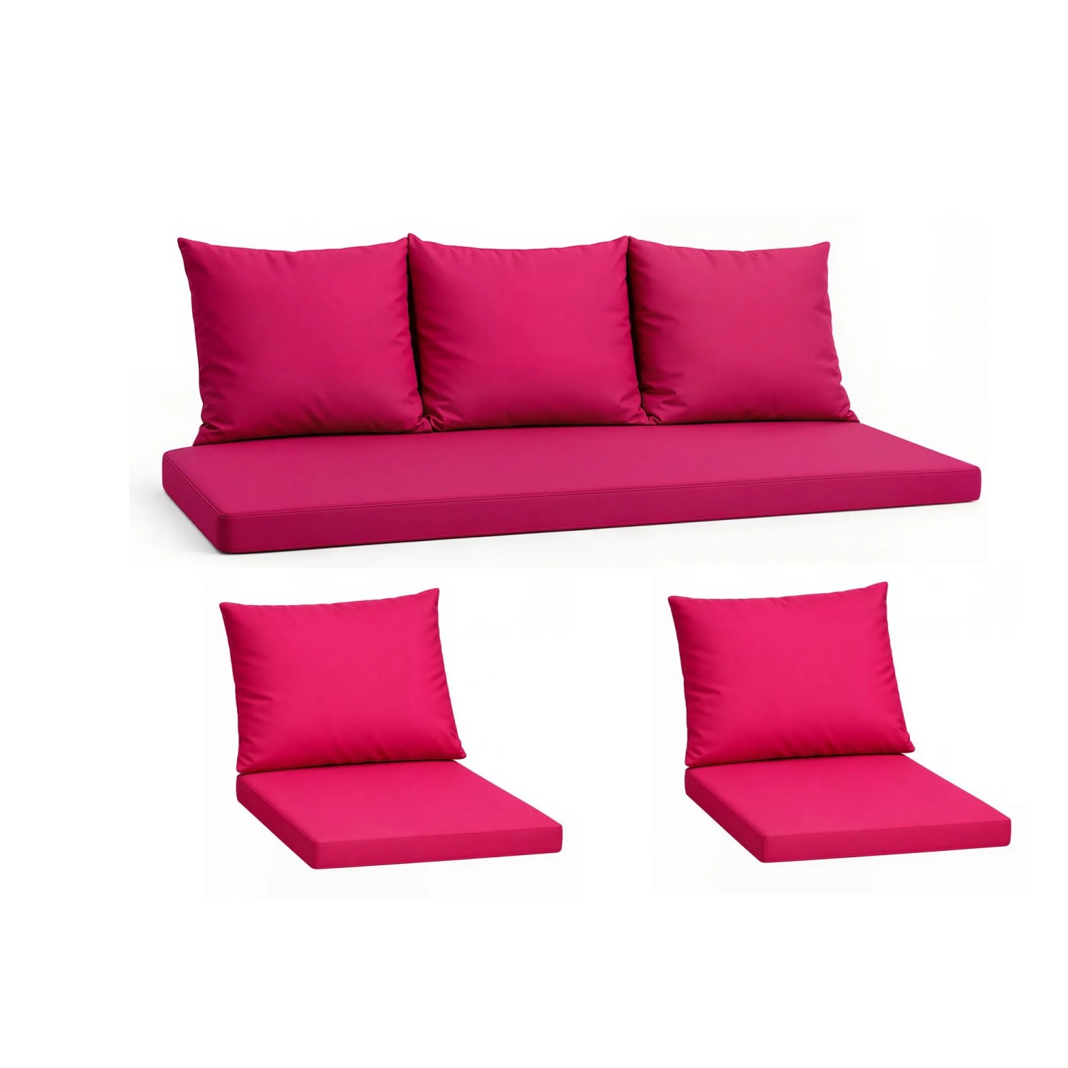 Setgarden Komfort Set Gartenloungekissen aus Technorattan-Möbel Kissen für Sofa 140x60 cm + Sessel 1tlg Rose