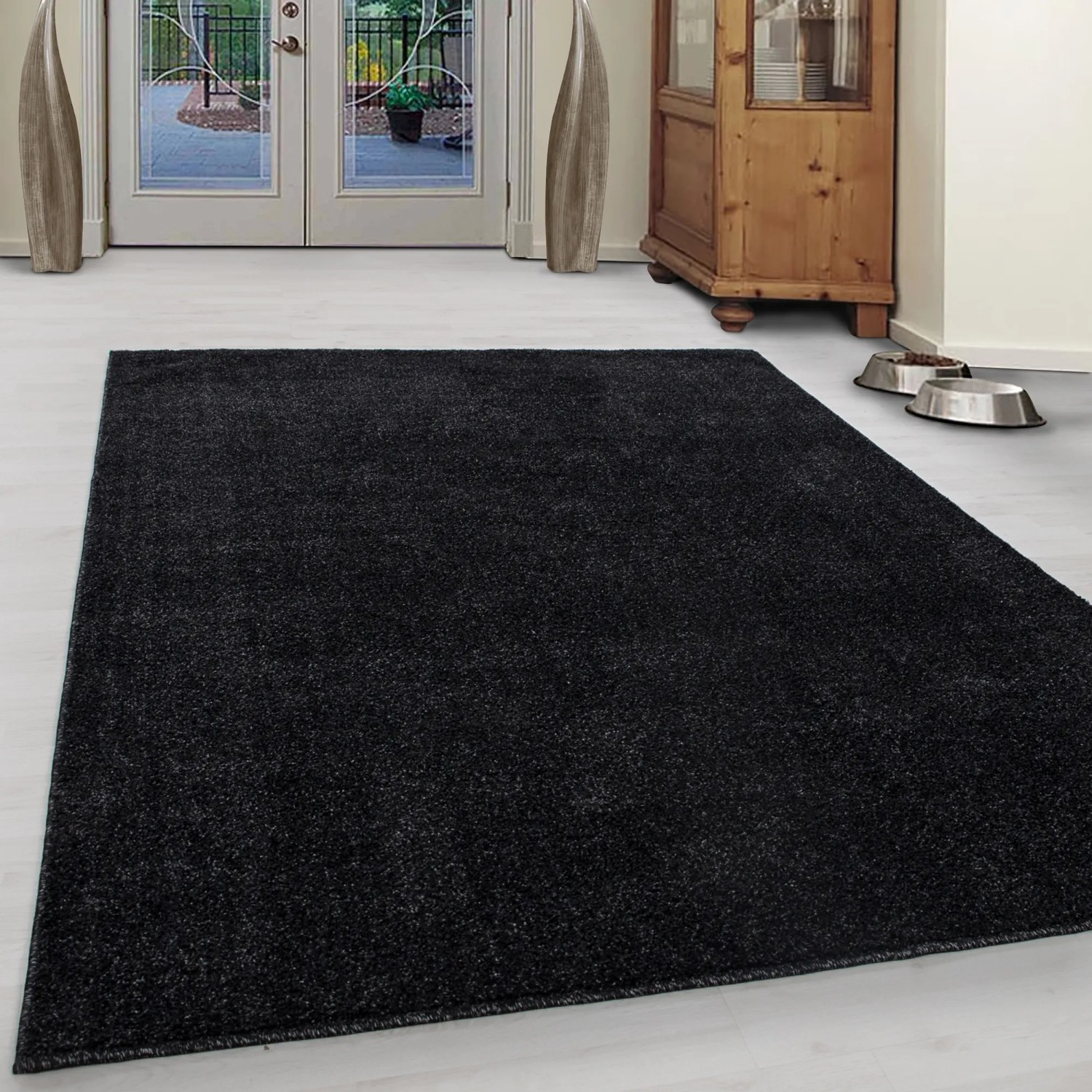 Ayyildiz Kurzflorteppich Ata 7000 in Anthrazit, 80x250 cm. Moderner Teppich für Wohnräume.