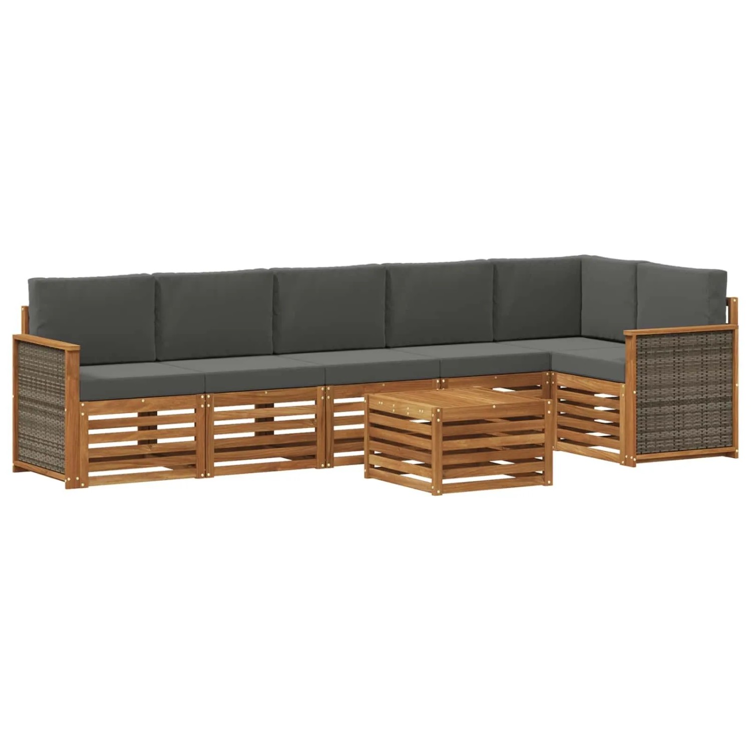 vidaXL Ecksofa Set mit Kissen 6 Stk Natur und Anthrazit 3384438