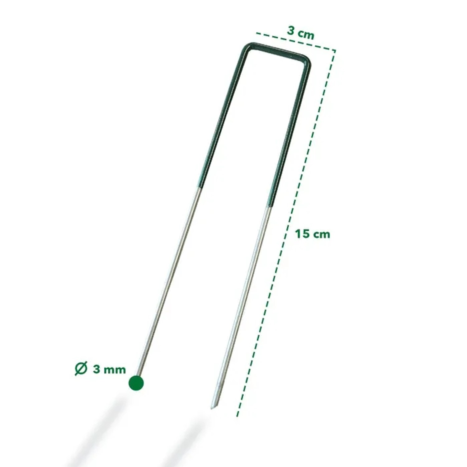 KARAT Erdanker 3x15cm, rostfrei, 50 Stück. Ideal für Kunstrasen, Vlies und Gewächshäuser.