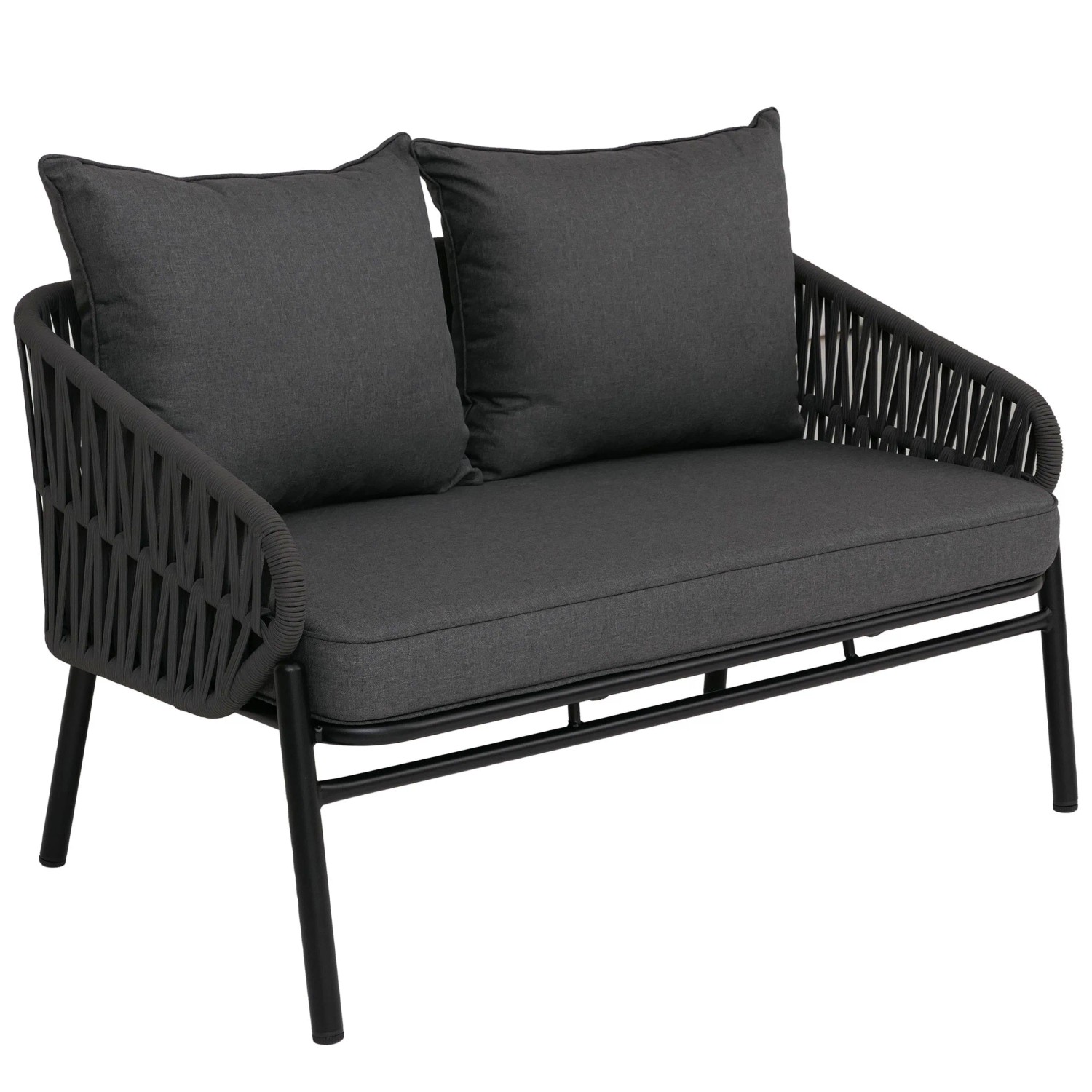 MCW Aluminium-Gartenbank P90 Seilgeflecht Rope Stoff/Textil Anthrazit