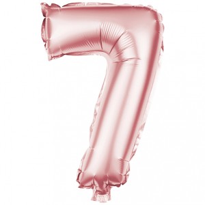 Folienballon Zahl 7 in Rose, 100 cm hoch, für Party-Deko.