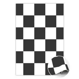 Schachbrett Vinyl Teppich, 80x120 cm, schwarz-weiß, pflegeleicht und modern.