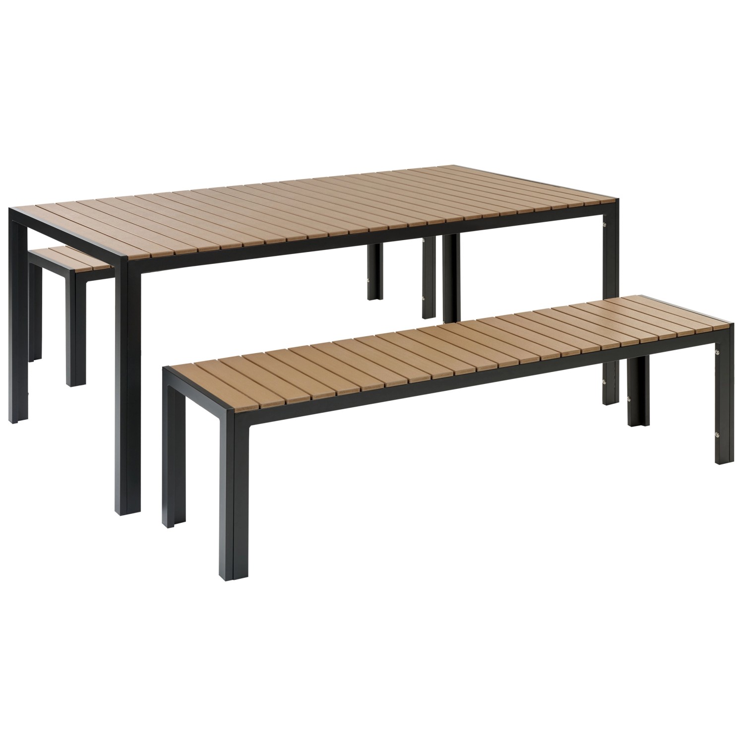 Beliani Gartentisch Set NARDO Heller Holzfarbton Schwarz