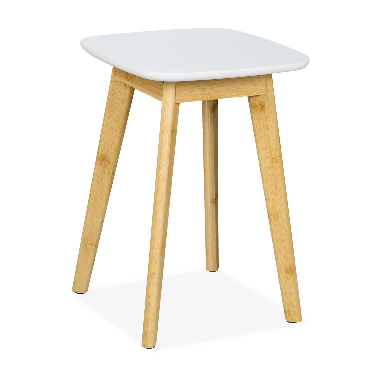 Relaxdays Esszimmerhocker Bambus MDF Natur Weiß Rutschfest 46 cm x 33 cm x 33 cm 2,4 kg