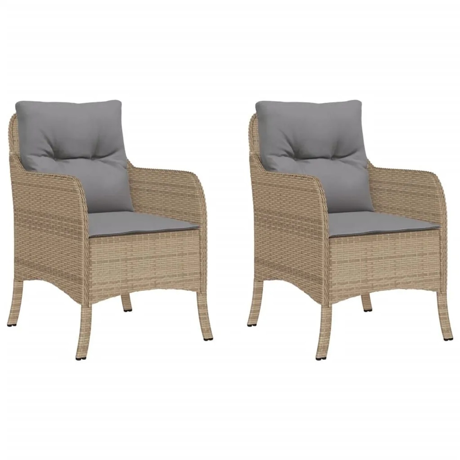 Furnicato Gartenstühle Mit Kissen 2 Stk Beigemischung Poly Rattan