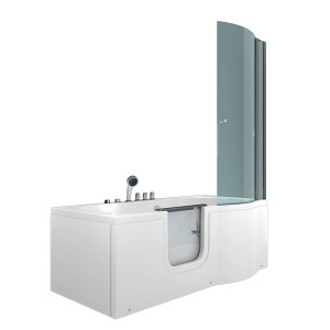 AcquaVapore Seniorendusche und Wanne mit Tür, 170x85 cm, mit Duschwand und Whirlpoolfunktion.