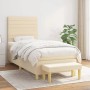 Cremefarbenes vidaXL Boxspringbett (80x200 cm) mit Matratze und Bank, Stoffbezug.
