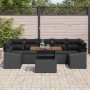 Schwarzes 8-teiliges vidaXL Garten-Sofa-Set mit Kissen und Stauraum. Gartenmöbel aus Polyrattan und Stahl.
