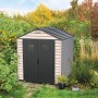 Duramax StoreMax Kunststoffgerätehaus, anthrazit, 4,5 m² im Garten.