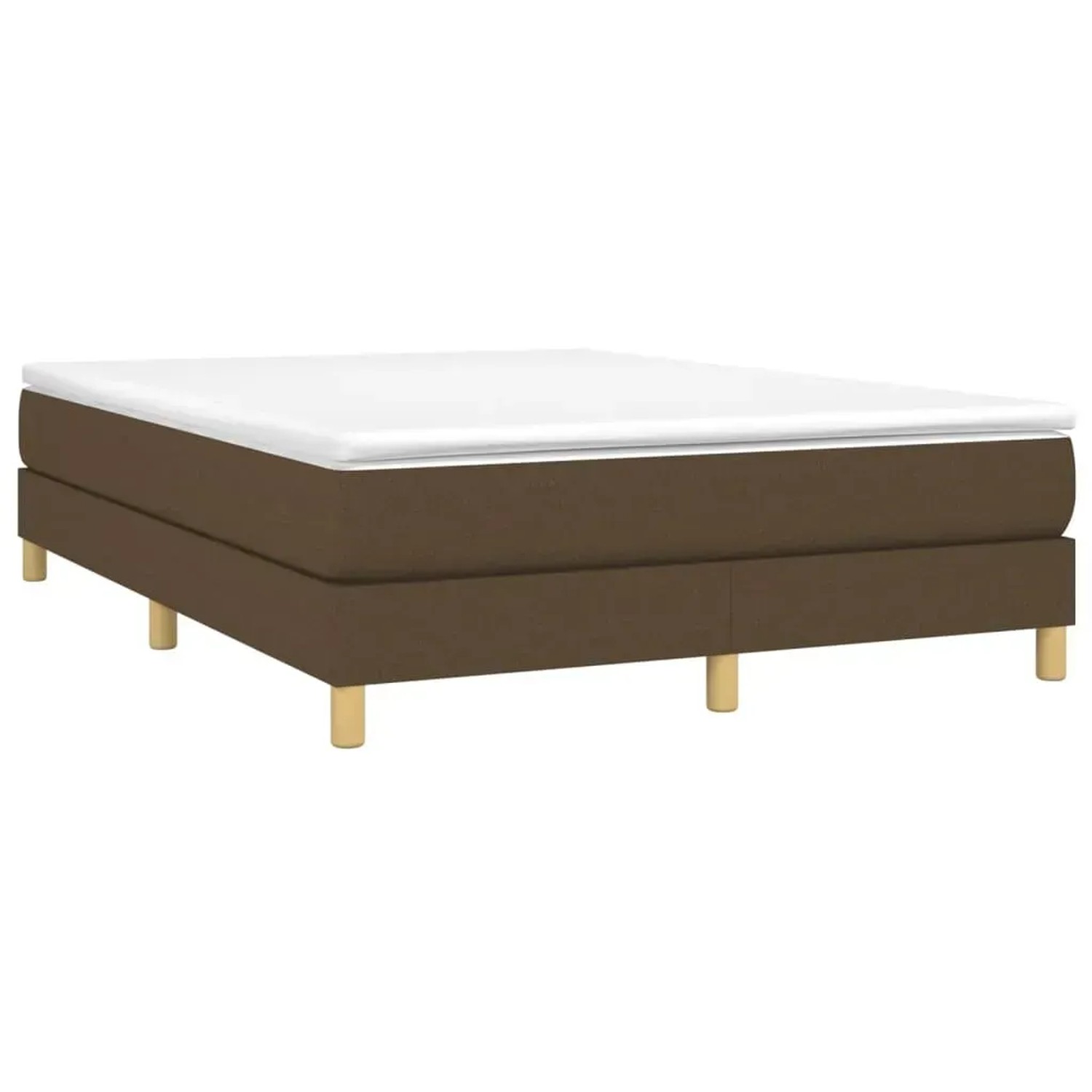 vidaXL Boxspringbett, dunkelbraun, 140x200 cm mit Matratze und Auflage.