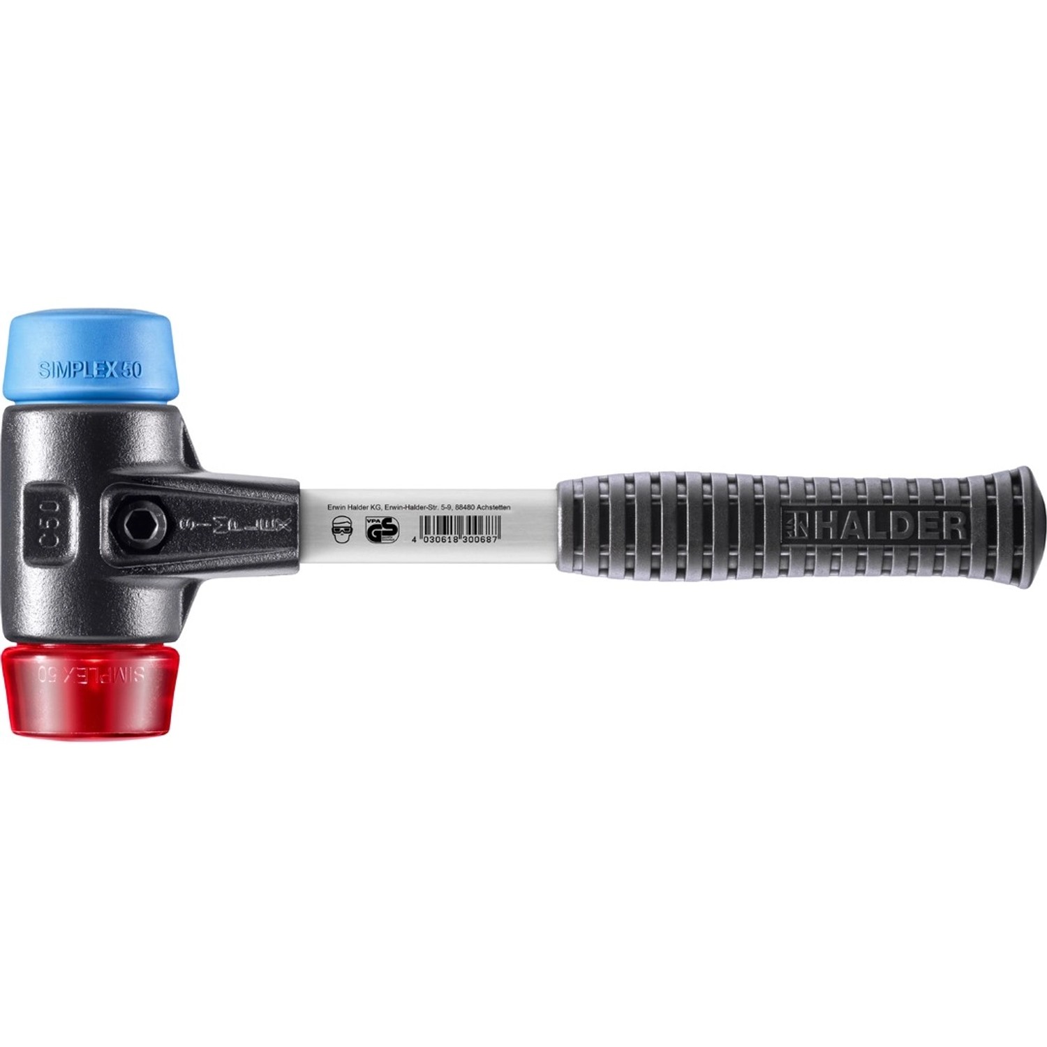 Halder Simplex Schonhammer Ø 50 mm TPE-soft Blau   Plastik Rot mit Verstärk günstig online kaufen