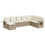 Beige 8-tlg. Garten-Sofagarnitur aus Poly Rattan mit Kissen. Modulare Gartenmöbel mit Stauraum.