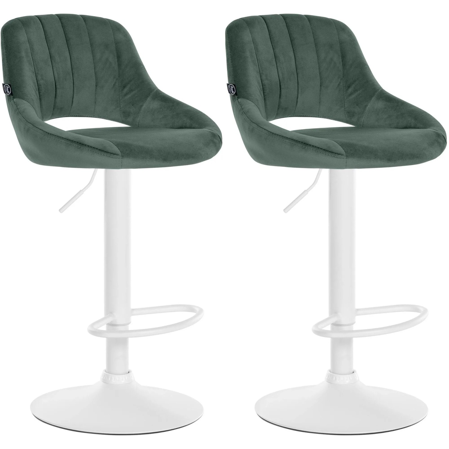 DELUKE 2er Set Barhocker SEGAD Samt Grünfarbig 47x48x85cm Weiß Barstuhl Mit Lehne Tresenhocker Tresenstuhl