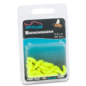 Westline Bienenmaden-Köder, Chartreuse, 2,5 cm, 20 Stück im Blisterpack.