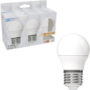 LED-Leuchtmittel E27 Globe G45, 4,9 W, 3er-Set. Warmweißes Licht für Decken-, Tisch- und Stehlampen.