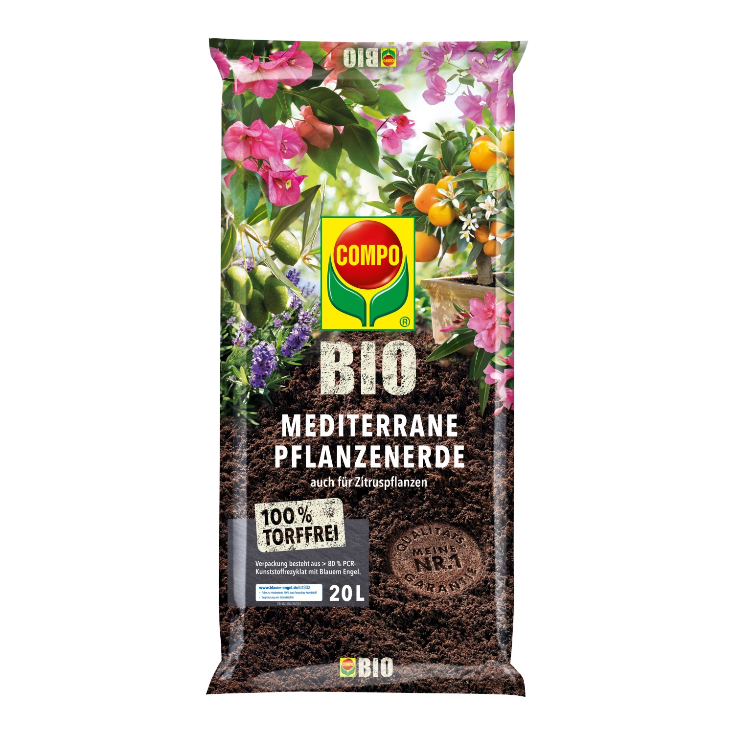 Compo Bio Mediterrane Pflanzenerde Torffrei 20 l