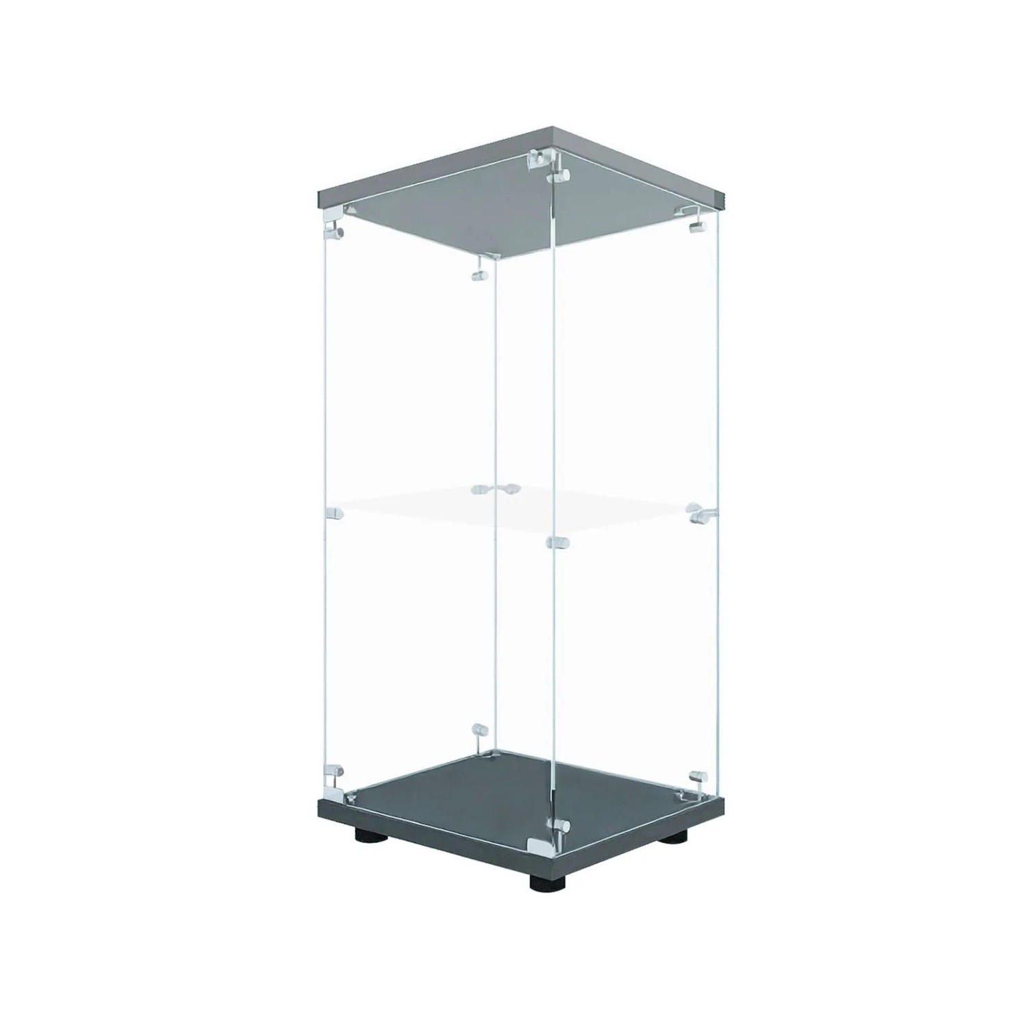 PXloue Vitrine Standvitrine mit LED-2 Lagen Glasvitrine 40x36x86cm Schwarz