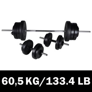 vidaXL Langhantel 2 Kurzhantel Set 60,5kg 90375
