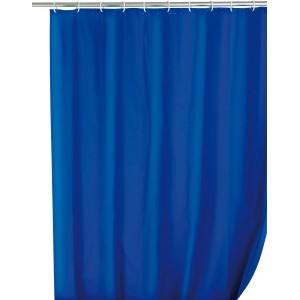 Wenko Duschvorhang Uni Night Blue, 180x200cm, aus wasserdichtem PEVA-Kunststoff mit 12 Ringen.