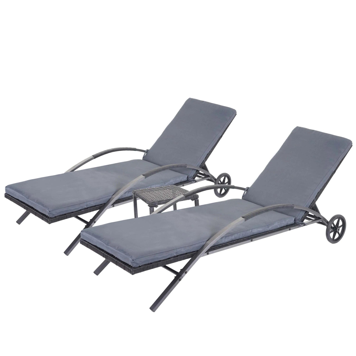 MCW Sonnenliege E27 2er-Set Schwarz Kissen Dunkelgrau