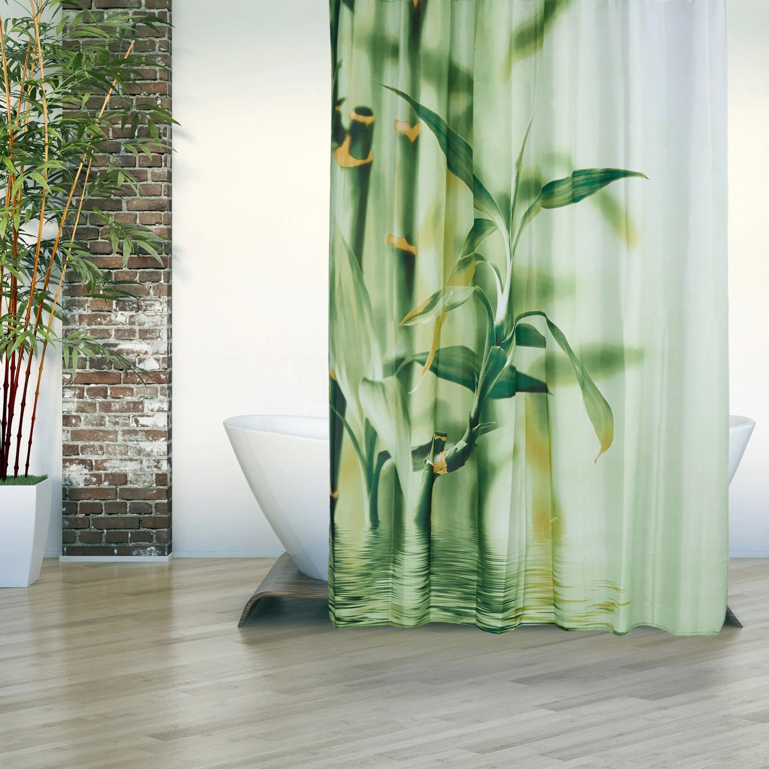 Relaxdays Duschvorhang Polyester Grün Blickdicht Wasserabweisend 200 cm x 180 cm x 4 cm_5