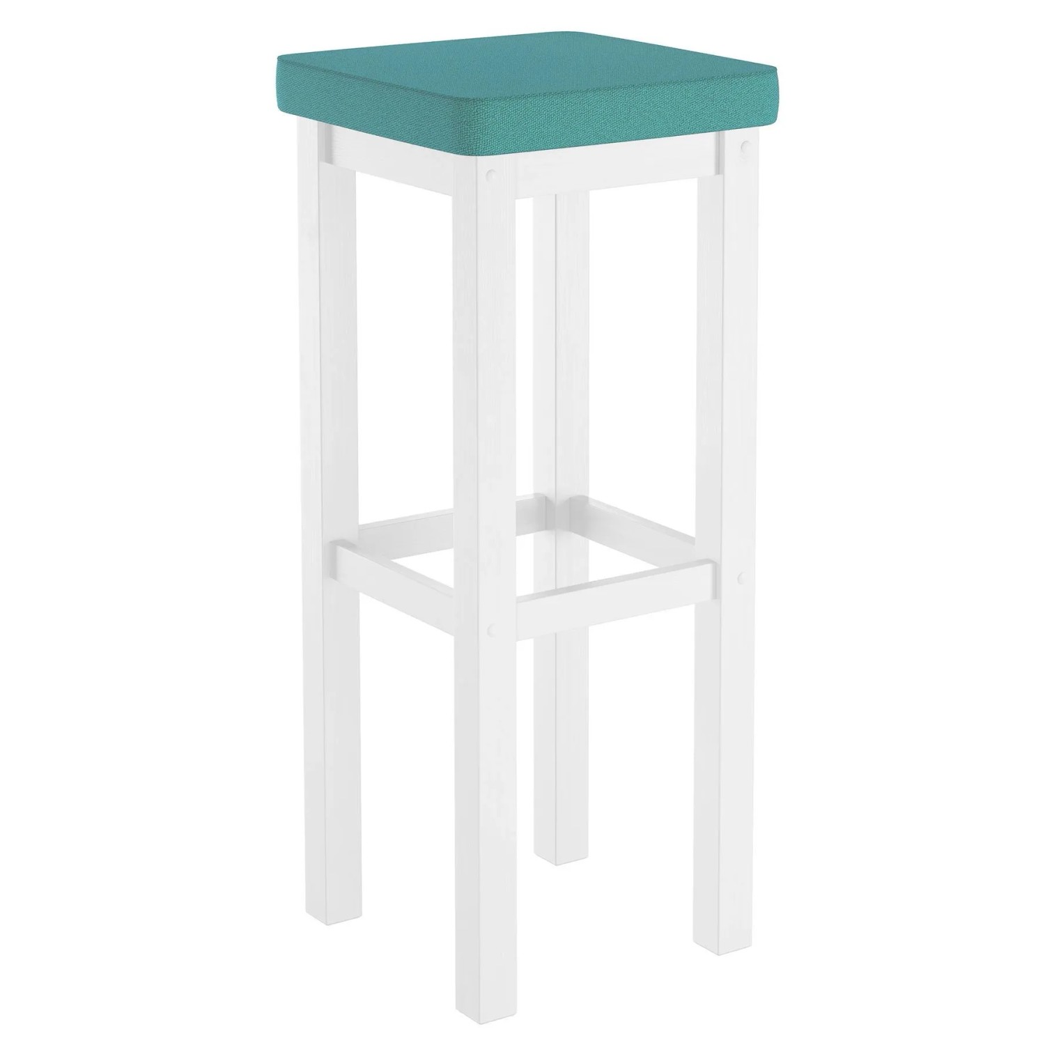 Erst-Holz Klassischer Barhocker Verschiedene Polsterfarben Kiefer Weiß Türkis