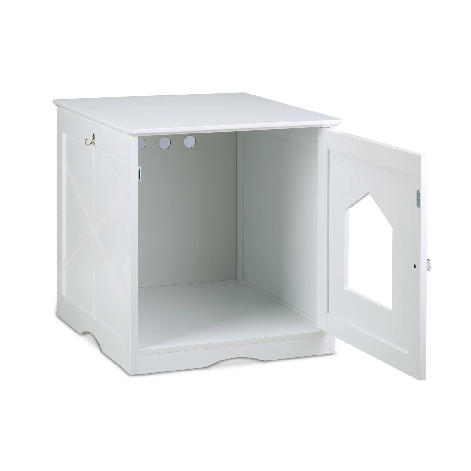 Relaxdays Katzenschrank MDF Stahl Weiß Mit Luke 52 x 48 x 53 cm