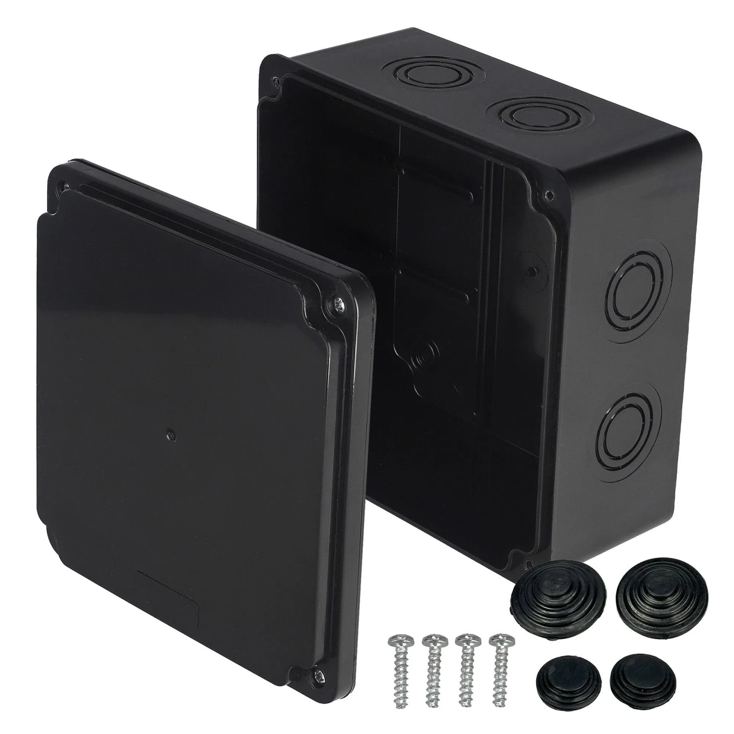 EDO Abzweigkasten Aufputz 150 x 150 x 80 mm Schwarz IP65 ABS UV-beständig